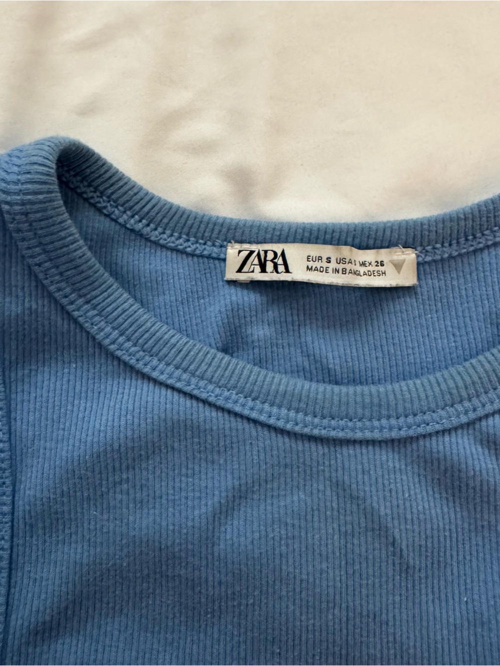Zara Light Blue Ribbed Tank Top - Picture 2 of 3